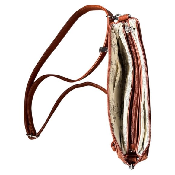 Crossbody Bag‎ Cognac shoulder purse 3 compartment - Picture 5 of 6